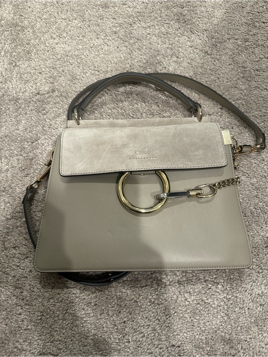 Chloe Handbags - Chloé Faye Gray Leather Mini Crossbody Bag